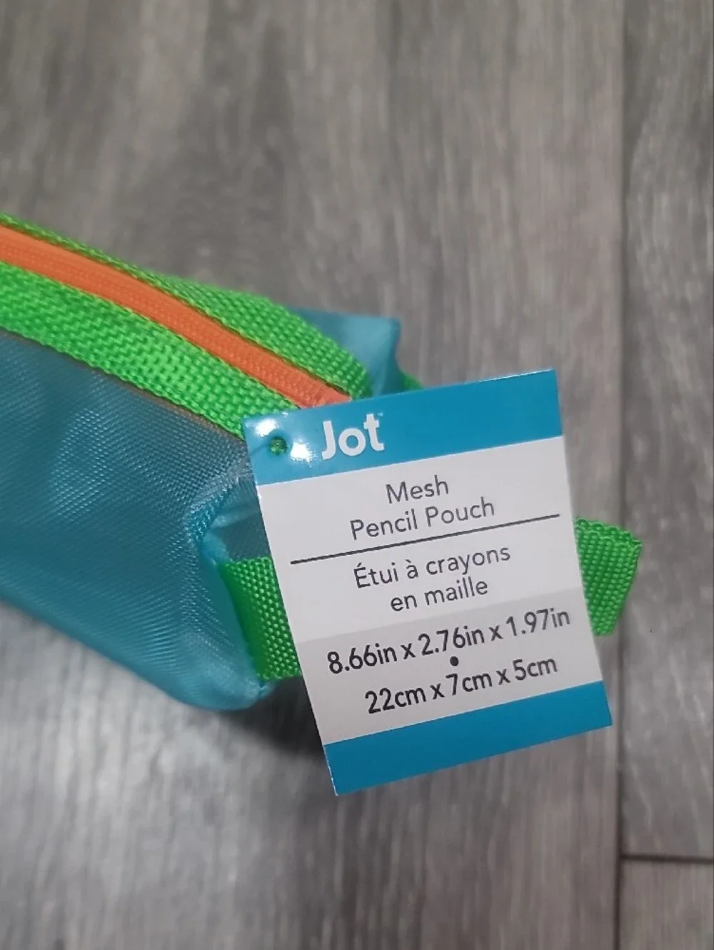 Teal with Neon Green Zipper Mesh Pencil Pouch